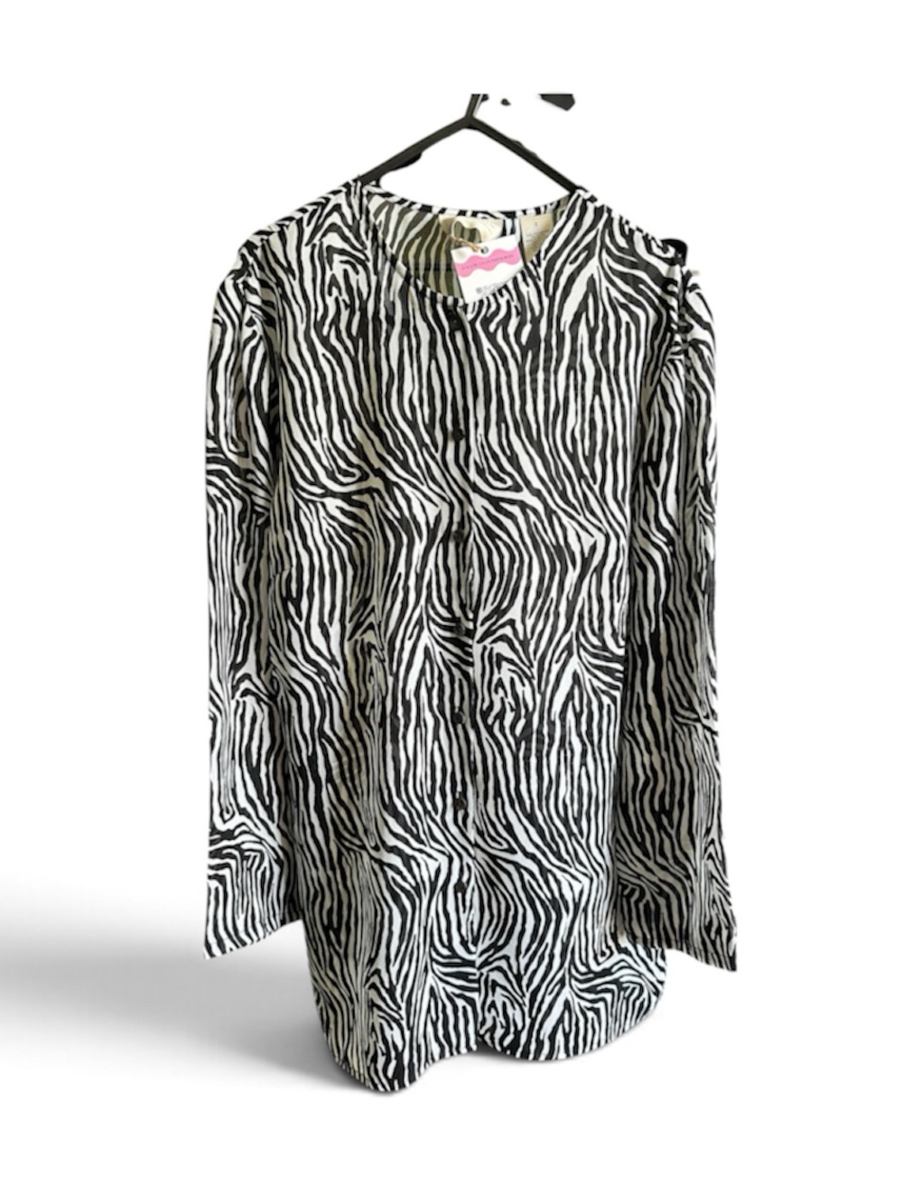 Zebra-Print Button-Down Shirt in Black & White